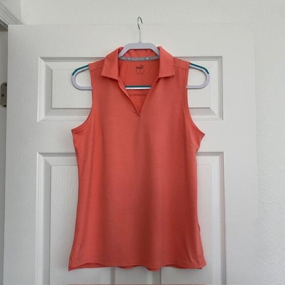 Puma Golf Polo Shirt Collared V-Neck Stretch Logo‎ Athletic Women's Medium